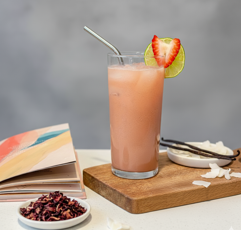 Coconut Vanilla Hibiscus Iced Tea Latte